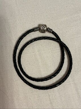 Pandora Black Braided Leather Double Wrap Bracelet